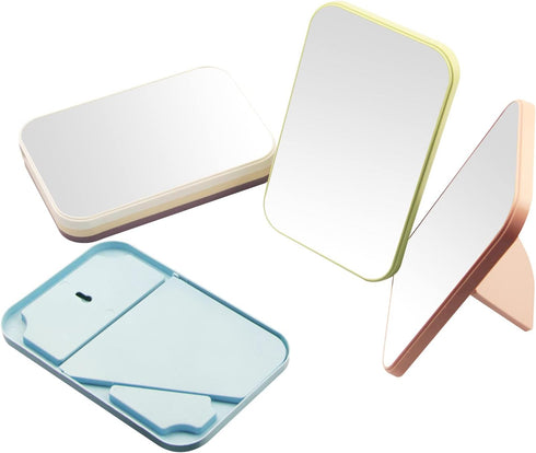 Desktop Makeup Mirror, 8 Inch Portable Mirror, Simple Folding Makeup Mmirror with Stand, Standing Wall Hanging Double-Duty White...