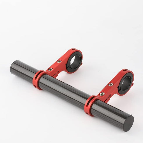 7.88” Bike Double Handlebar Extender Carbon Fiber Mount Holder for bicycle accessories Flashlight Lamp phone(red+black)...