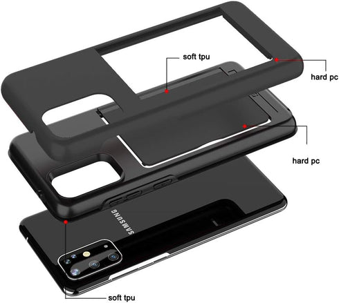 Phone Case for Samsung Galaxy A51 5G with Tempered Glass Screen Protector Cover and Credit Card Holder Hybrid Cell Accessories Rugged Glaxay A 51 ...