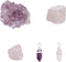 SUPERFINDINGS Natural Stone Kit Including 1Pc Natural Amethyst Stone 2Pcs Rose Quartz Display for Home Decor 2Pcs Pointed Pendants for Jewelry Mak...
