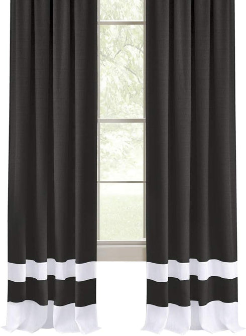 Collections Etc Darcy Two-Tone Rod Pocket Window Curtain Panel, Black, 52"X84"...