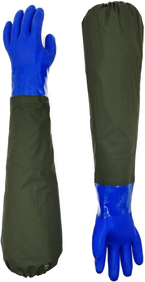 Long Waterproof Rubber Gloves, Pond Gloves, 28” Shoulder Length Insulated PVC Coated Chemical Resistant Gloves Reusable, Resist Acid, Alkali & Oil...