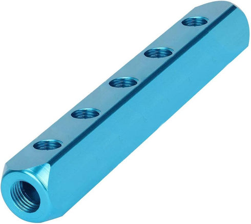 Beduan 1/4" 5 Way 8 Port Aluminum Air Hose Inline Manifold Block Splitter, Pneumatic Air Compressor Manifold Fitting (Pack of 2)...