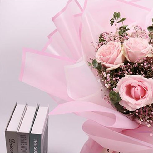 20 Pcs Light Pink border Flower Wrapping Paper,Waterproof Valentine's Day Bouquet Wrapping Paper 23x23Inch Used for DIY Crafts, Gift Packaging, Fl...