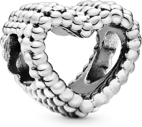Beaded Open Heart Charm - Compatible Moments Bracelets - Jewelry for Women - Gift for Women in Your Life - Made with Sterling Silver For Mother's ...