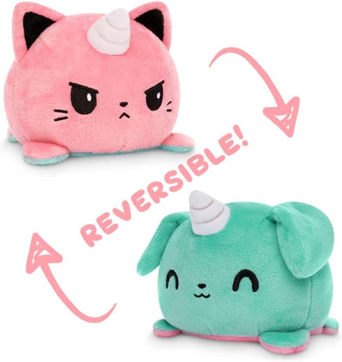 TeeTurtle - The Original Reversible Cat + Dog Plushie - Blue Puppicorn + Pink Kittencorn - Cute Sensory Fidget Stuffed Animals That Show Your Mood...