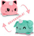 TeeTurtle - The Original Reversible Cat + Dog Plushie - Blue Puppicorn + Pink Kittencorn - Cute Sensory Fidget Stuffed Animals That Show Your Mood...