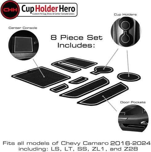 CupHolderHero Compatible with Chevy Camaro Accessories 2010-2024 Premium Custom Interior Non-Slip Anti Dust Cup Holder Inserts, Center Console Lin...