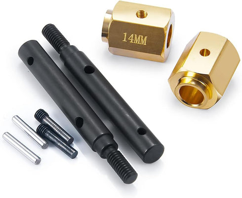RCLIONS Steel Stub Axle with Brass Extended Wheel Hubs Hex +14mm for TRX4 1/10th RC Crawler Car...