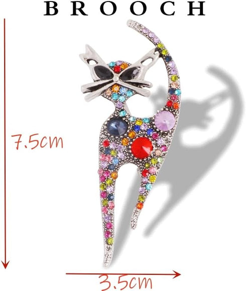 Pretty Animal Kitty Brooches Gold Platinum Plated Full Shining Crystal Brooch bizarre Cat's Eye Scarf buckle Brooch Pins Corsage...