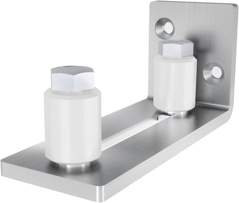 JUBEST Barn Door Floor Guide - Satin Nickel Adjustable Roller Wall Mounted Floor Guide for Door Thick Up to 2 1/8 inches, Flush Bottom Design, Smo...