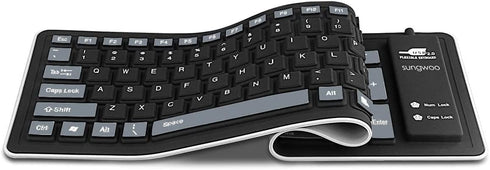 sungwoo Foldable Silicone Keyboard USB Wired Waterproof Rollup Keyboard for PC Notebook Laptop (Black+Grey)...