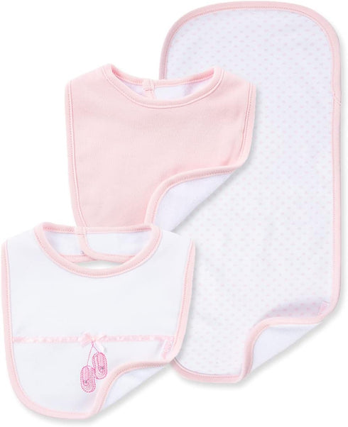Little Me Baby Girls' 3 Piece Bib and Burp Set, Ballerina, Pink/Multi, One Size...