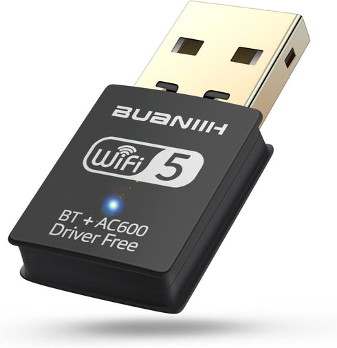 WiFi Adapter for Desktop PC,USB WiFi Adapter,Bluetooth WiFi 2-in-1,600Mbps 2.4/5.8Ghz Dual Band Wireless Network,Plug and Play, for PC/Laptop/Desk...
