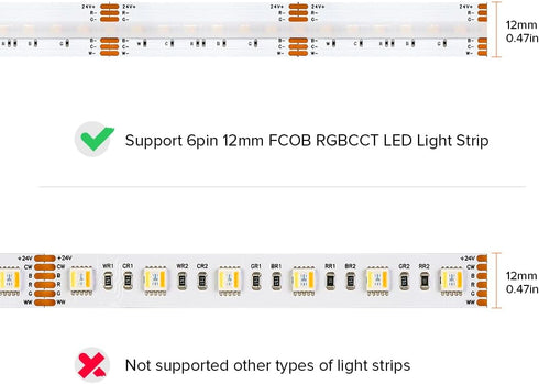 BTF-LIGHTING FCOB 6Pin 12mm 0.47in Transparent Connector Kit 10pcs Corner Connector 8pcs Gapless Solderless Connector 5pcs 5.9in Long 24AWG Extens...