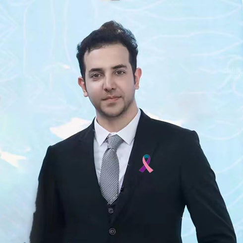 50 Pcs Pink Purple Teal Ribbon Pins Thyroid Cancer Awareness Enamel Lapel Brooch Cancer Awareness Products...