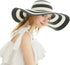 Womens Sun Straw Hat Wide Brim Sun Hat Sun Protection Straw Hat UV Foldable Roll Up Floppy Beach Cap Black and White...