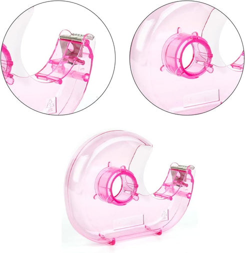 Small Tape Dispenser Desk Portable Adhesive Roll Holder Transparent on Refillable Hand Dispenser for Adhesive Tape Office Home(Random Color)...