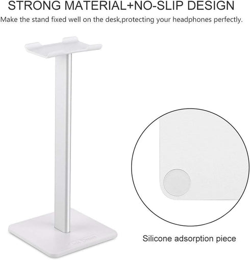 Headphone Stand Headset Holder Gaming Headset Holder with Aluminum Supporting Bar Flexible Headrest Anti-Slip Earphone Stand for All Headphones, W...