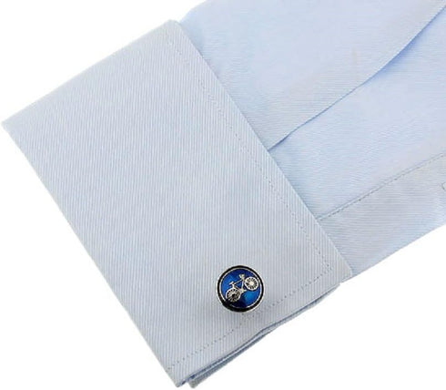 Bike Bicycle Cycling Cyclists Blue Pair Cufflinks in a Presentation Gift Box & Polishing Cloth...