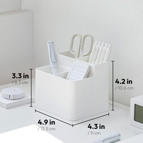 carrotez Multi Compartment Pen Holder for Desk, Small Desk Organizer, Pen Organizer for Desk, Pencil Organizer for Desk - White...