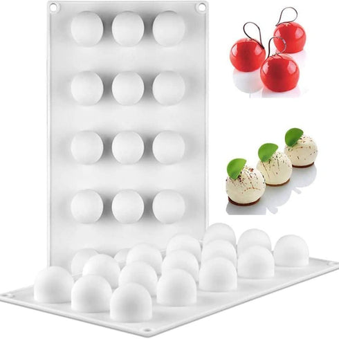 15-Cavity Sphere Design Silicone Mold,Baking Mold for Mousse Cake, Fondant Mold Silicone Mold for Baking Cakes, French Dessert Mold for Pastry Cho...