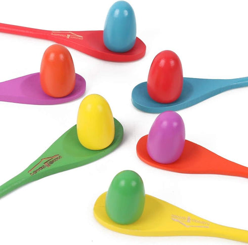 LovesTown 12 Pcs Egg Spoon Race Game Sets, Wooden Balance Relay Games for Kids Easter Eggs Hunt Outdoor Lawn...
