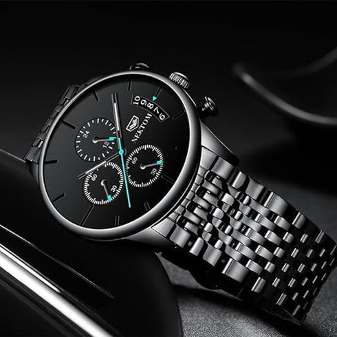 NEKTOM Watches for Men with Stainless Steel, Quartz Analog Watch with Date, Luxury Minimalist Dress Mens Watches, Chronograph Watch, 3ATM Waterpro...