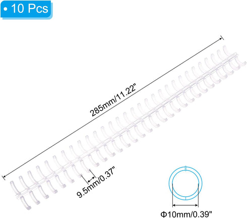 PATIKIL 30-Hole Loose Leaf Binder Ring, 10 Pcs Plastic Comb Binding Ring 60 Sheet Capacity for Notebook Office Study Supplies, Transparent...