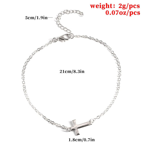 Boho Cross Anklet Bracelet Silver Crucifix Ankle Chain Cross Pendant Foot Chain Minimalist Summer Beach Anklet Foot Jewelry Gifts for Women Girls...
