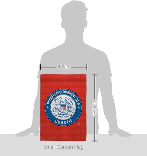 Proud Grandparent Coastie Garden Flag - Armed Forces Coast Guard USCG Semper Paratus United State American Military Veteran Retire Official - Hous...
