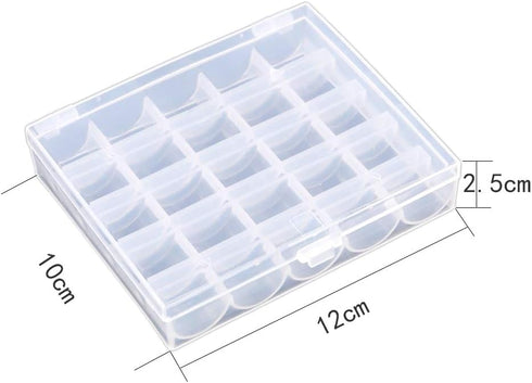 AKIRO 25 Slots Empty Bobbins Spools Box, Sewing Craft Plastic Case Storage Box for Sewing Machine 2 Pack...