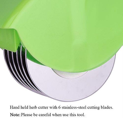 Herb Roller Mincer, AOZBZ Manual Hand Scallion Chive Mint Cutter with 6 Stainless Steel Blade Kitchen vegetable chop...