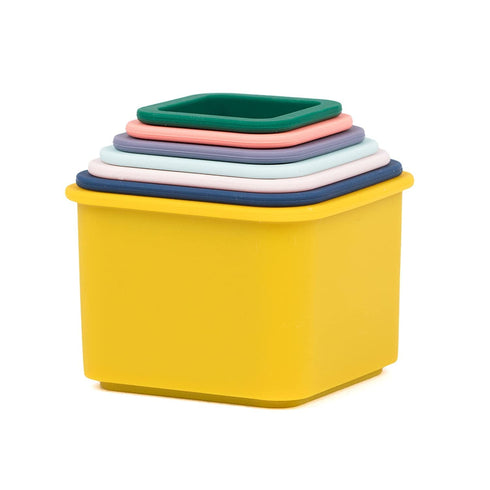BELLA TUNNO Happy Stacks - Baby Stacking Cups, Montessori Silicone Baby Toys for Playtime and Development, Fun Educational Toys for Gross Motor Sk...