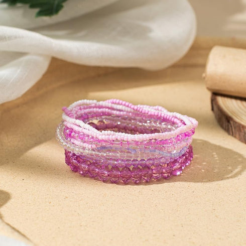 Bohemian Multilayer Stackable Seed Beaded Bracelets Colorful Crystal Glass Beads Strand Bangle Bracelet BFF Wristbands Bracelet for Women Summer B...