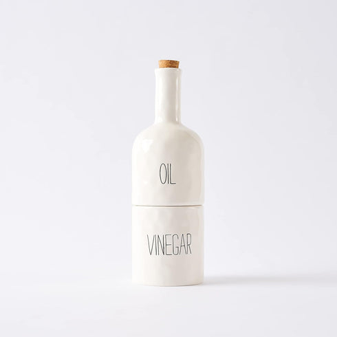 Stacked Oil and Vinegar Decanter Set, White...