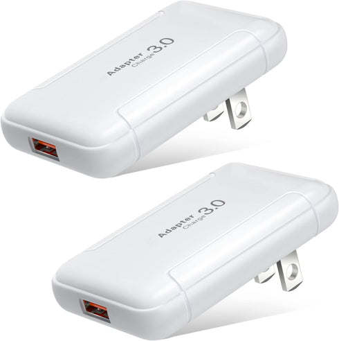 Slim Flat USB Wall Charger, Costyle 2 Pack 18W GaN Tech Fast Charge 3.0 Port Fast Charging Block with Foldable Plug Compatible for Samsung Galaxy ...