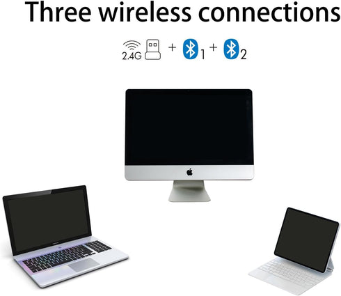 L570 Wireless Bluetooth Mouse, Portable Rechargeable Mouse with Charging Cable, USB Receiver and Two Bluetooth, 4-Way Scrollig for MacBook Air/Pro...