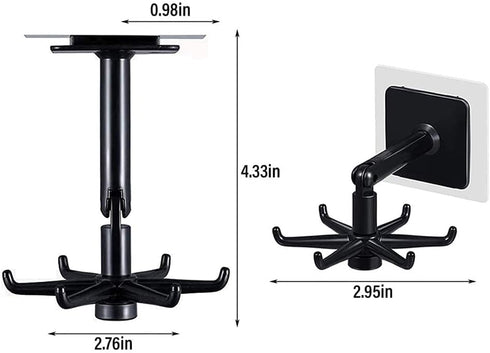 Hanging Utensil Holder Hooks Kitchen Utensil Hanger Wall Mount 360 Degrees Rotating Folding Hook Self Adhesive Hook Utensil Rack with 6 Hooks for ...