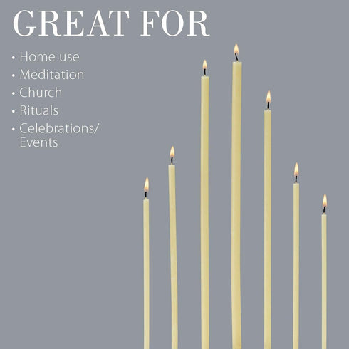 Danilovo Thin Taper Beeswax Candles - Honey-Scented, Decorative Candles Ideal for Birthday Decoration or Church Prayers - White Drip Free, Tall & ...