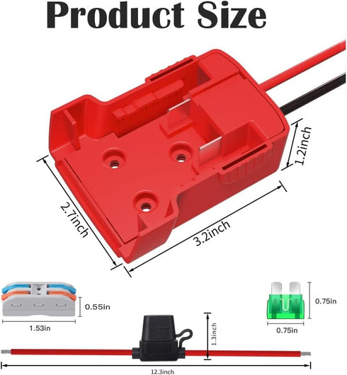 Power Wheels Adapter for Milwaukee,M18 18V Power Wheels Battery Conversion Kit 14AWG Wire with Fuse Holder and 3PCS 30Amp Fuses & Wire terminals f...