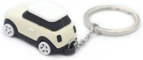 Keyring with MINI Silicone Model, Stylish Cute Adorable, Silver Chain, Achromatic Colors-white,gray...