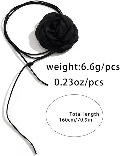 Vintage Black Flower Choker Necklace Big Rose Flower Long Black Velvet Choker Necklaces Goth Collar Choker Camellia Flower Necklace for Women Hall...