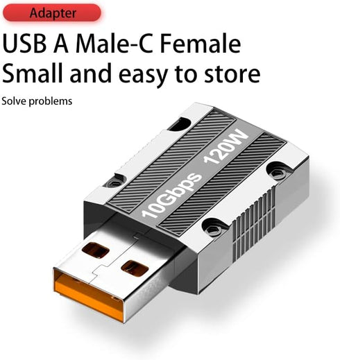 USB C Female to USB 3.1 Male Adapter, Zinc Alloy USB A to Type C Adapter with 10Gbps High-Speed Data Transfer PD 120W Stable Charging for Laptop, ...