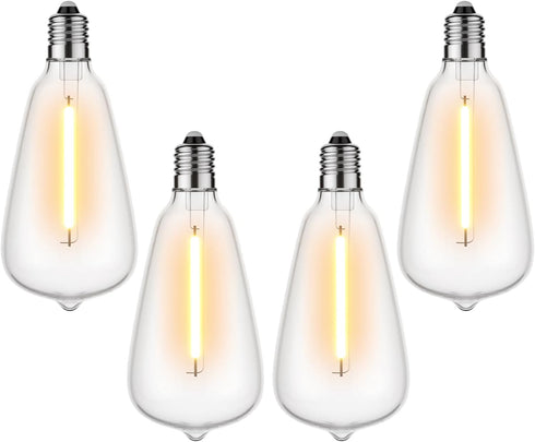 GLUROO LED String Light Bulbs, ST38 Shatterproof LED Replacement Bulbs for Outdoor String Lights Eidison Bulb fits E12 C7 Screw Base, 1Watt Equvan...