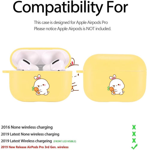 MAYCARI Carrot Rabbit Case for AirPods Pro with Keychain, Cute Animal Design Protective Soft TPU Cover Compatible with AirPods Pro Charging Yellow...