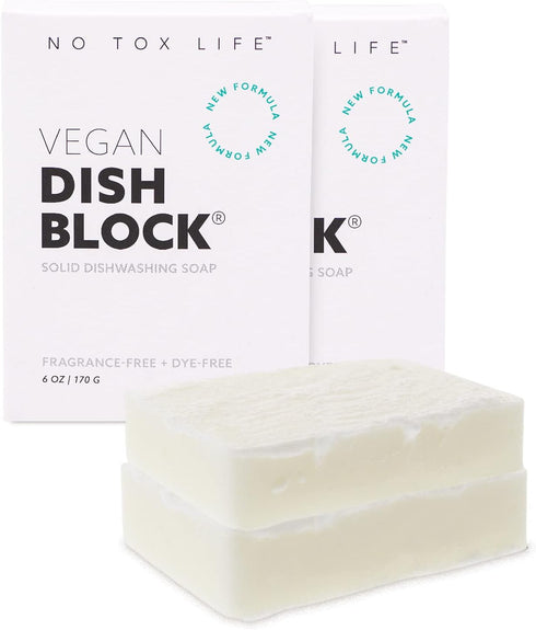 NO TOX LIFE Vegan Dish Block, 6 oz – A Solid Dish Soap for Effective Cleaning of Dishes, Pots and Pans – Ultra-Concentrated Biodegradable Formula ...