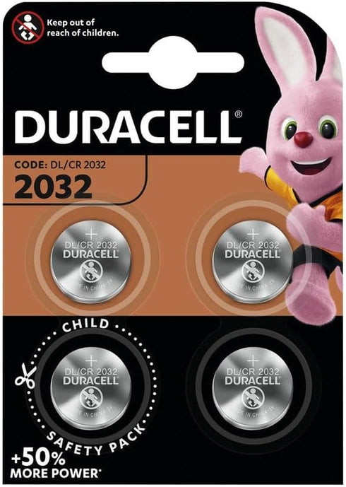 Duracell Specialty 2032 Lithium Coin Battery 3 V, Pack of 4, with Baby Secure Technology (CR2032)...