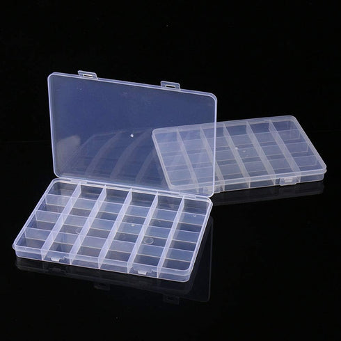 2PCS 24 Slots Transparent Plastic Jewelry Organizer Box Compartment Storage Container for Bead Rings Jewelry Display Organizer...