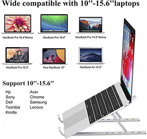 Laptop Stand, Laptop Riser, Computer Stand for Laptop, Aluminum Foldable Laptop Stand for Desk, Compatible with Dell, HP, MacBook, Lenovo and More...